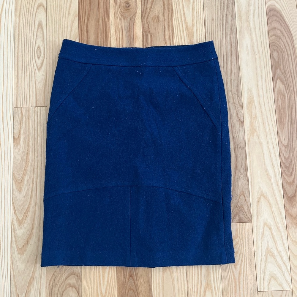 Blue Melanie Lynn Wool Blend Pencil Skirt